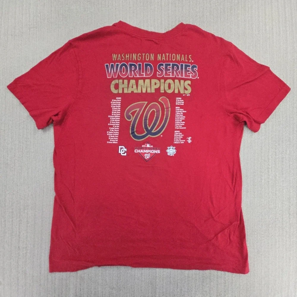 Nike Washington Nationals Shirt Mens Large Red MLB World‎ Series Champions